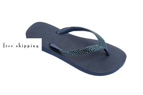 Navy & Montana Rhinestone Flip Flops