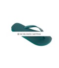 Peacock Green & Blue Zircon Satin Rhinestone Flip Flops