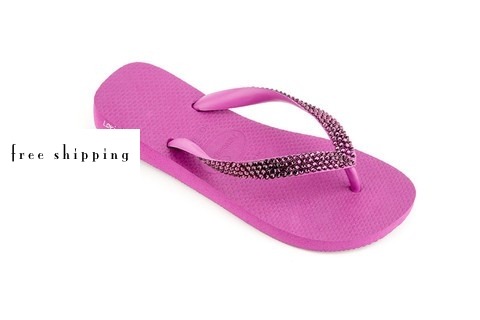 Pink Berry & Fuchsia Rhinestone Flip Flops