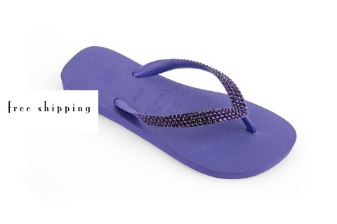 Purple & Purple Velvet Rhinestone Flip Flops