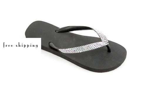 Black & AB Crystal Flip Flops