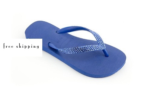 Royal Blue & Sapphire Rhinestone Flip Flops