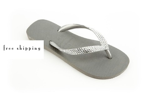 Silver & Clear Rhinestone Flip Flops