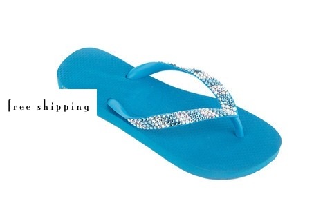 Turquoise & Triple Stripe (Aquamarine + AB) Wedding Flip Flops