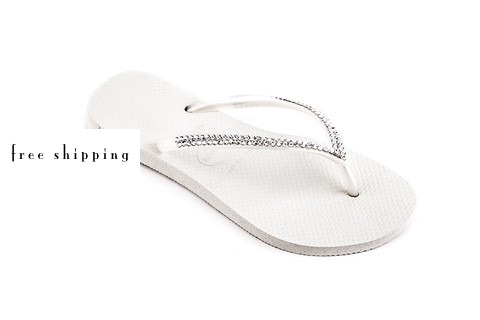 White & Clear Slim Crsytal Bridal Flip Flops