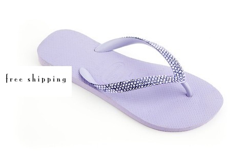 Violet & Provence Lavender Crystal Flip Flops