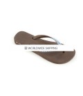 Brown & Lt Sapphire Rhinestone Flip Flops