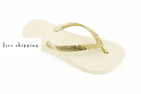 Beige & Lt Silk Crystal Flip Flops