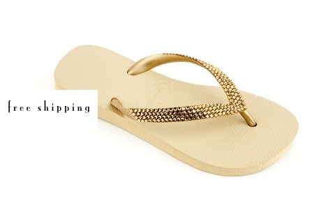 Lt Golden & Lt Colorado Topaz Rhinestone Flip Flops